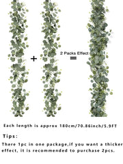 Premium Artificial Eucalyptus Garland with White Flowers - Perfect Spring Vines for Wedding & Home Décor