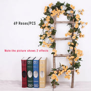 Stunning Artificial Flower Vine with 45/69 Roses - Perfect for Wedding Decor, Home, and Wall Hanging