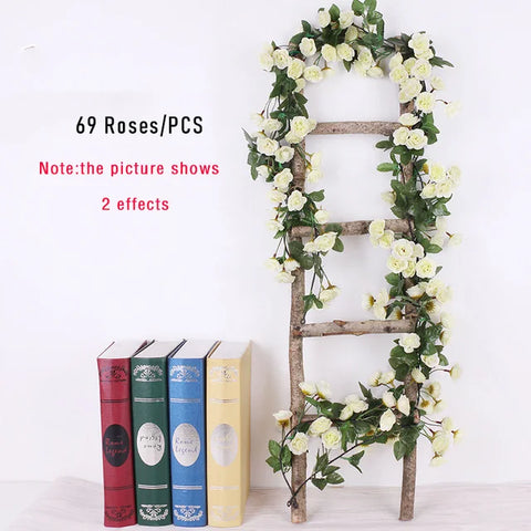 Stunning Artificial Flower Vine with 45/69 Roses - Perfect for Wedding Decor, Home, and Wall Hanging