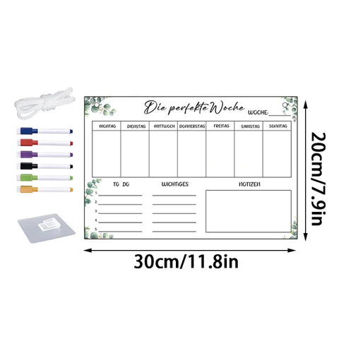 1Set Acrylic Dry Erase Weekly Planner & Marker Set