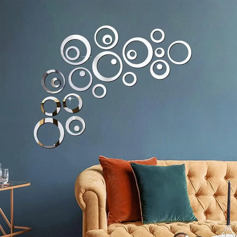3D Circular Mirror Wall Sticker Kit for DIY Decoration