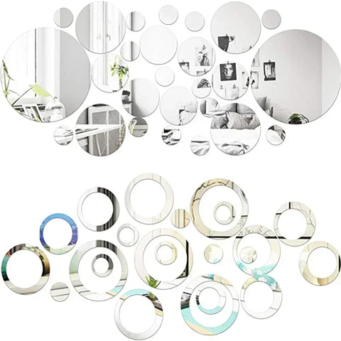 3D Circular Mirror Wall Sticker Kit for DIY Decoration