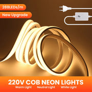 EcoGlow™ Dimmable LED Neon Strip Light Kit: 220V, IP68 Waterproof, High Density