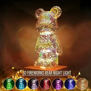 LED 3D Firework Night Light & USB Projector Lamp - Color-Changing Ambiance for Children's Room & Bedroom Decor