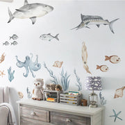 Jumbo Watercolor Wall Decals for a Marine Marvel Nursery & Kids Room