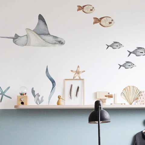Jumbo Watercolor Wall Decals for a Marine Marvel Nursery & Kids Room